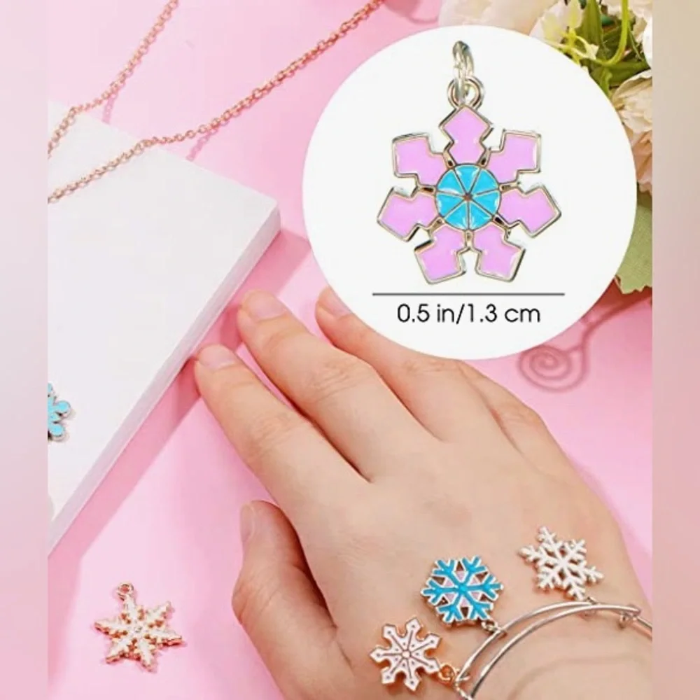 New Hand Crafted Snowflake Dangling Stud Post Earrings with Blue Glass Beads - Picture 9 of 12